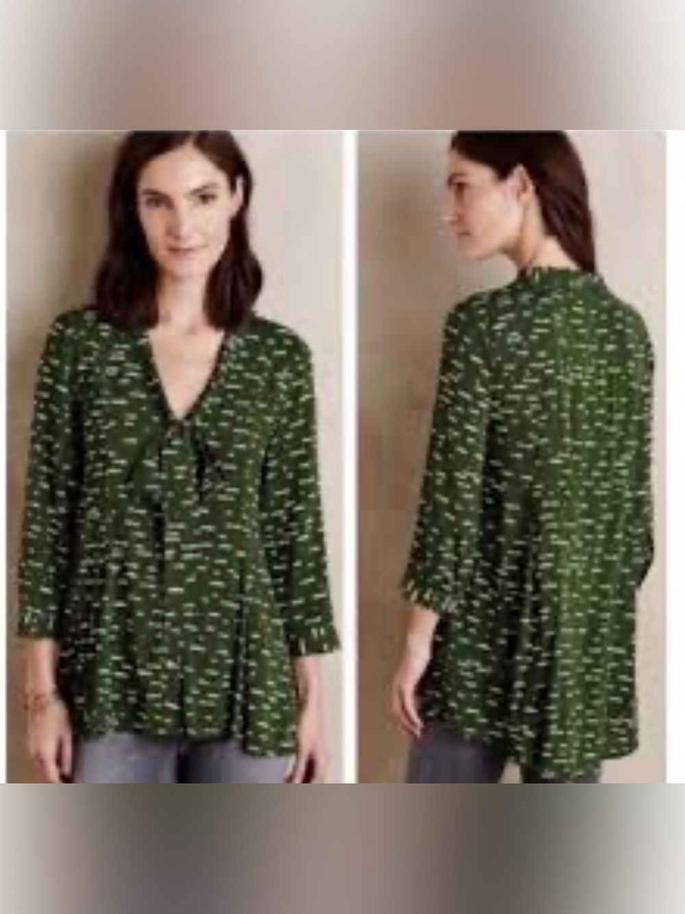 Anthropologie Maeve Cloud 9  Printed Tie-Neck Blouse